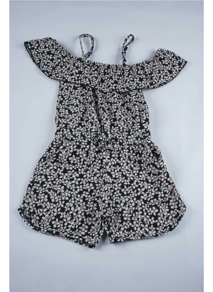 Miniko Kids - New Season Children's Rope Suspender Patterned Plain Woven Shorts Overalls - Image 1