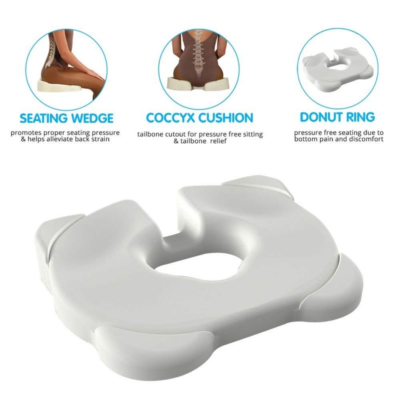 Contour Kabooti Donut Seat Cushion, 3-in-1 Design with Center Cutout for Tailbone Pain, Sciatica and Hemorrhoids - Image 5