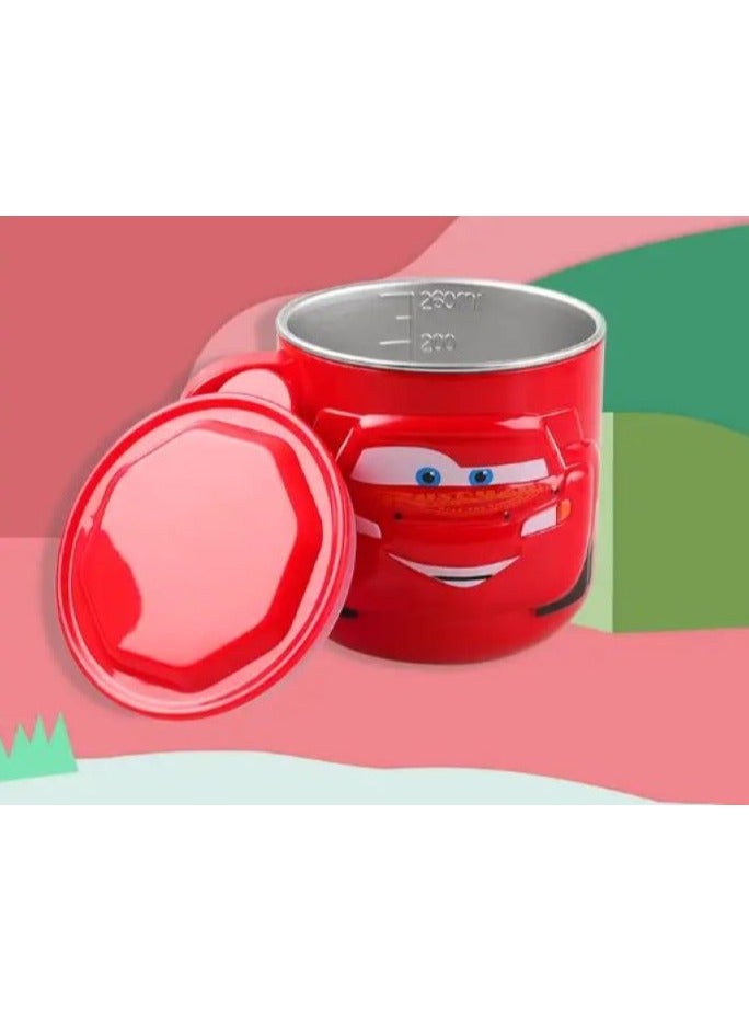 ديزني كوب مياه شرب للأطفال مكون من قطعة واحدة على شكل شخصية كرتونية ثلاثية الأبعاد من الفولاذ المقاوم للصدأ ساخن وبارد مع غطاء خارجي بلاستيكي سعة 280 مل (ميكرو كوين) - Image 2