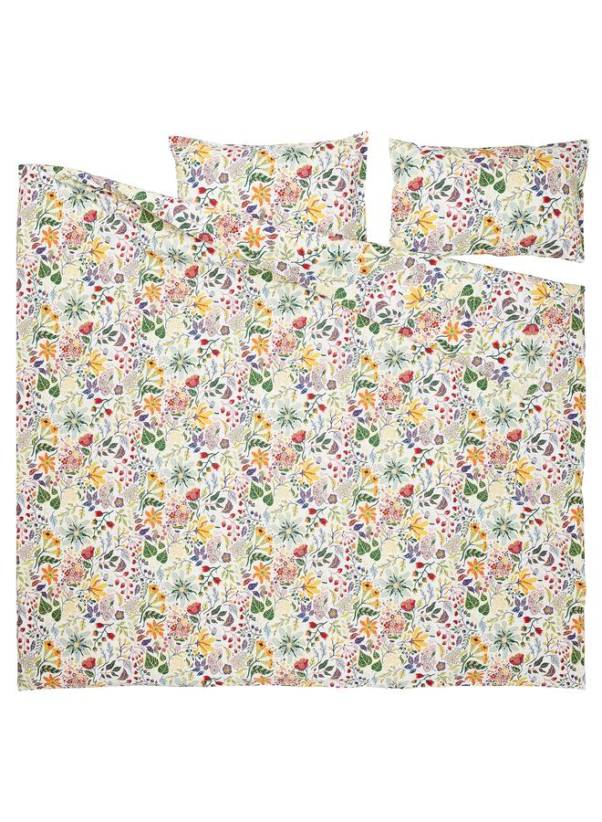 Zaboon Duvet cover and 2 pillowcases, multicolour/floral pattern, 240x220/50x80 cm - Image 5