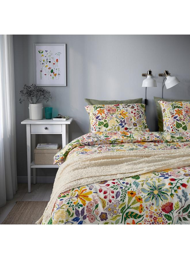 Zaboon Duvet cover and 2 pillowcases, multicolour/floral pattern, 240x220/50x80 cm - Image 3