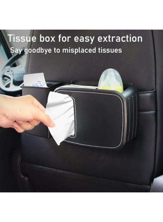 Generic Car Waste Bin Front and Rear Seat Tissue Box Front and Rear Seat Storage Easy to Install Umbrella Storage Car Interior Accessories Black Leather Rear Seat - Image 3