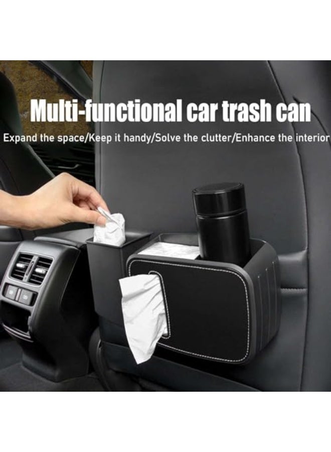 Generic Car Waste Bin Front and Rear Seat Tissue Box Front and Rear Seat Storage Easy to Install Umbrella Storage Car Interior Accessories Black Leather Rear Seat - Image 4