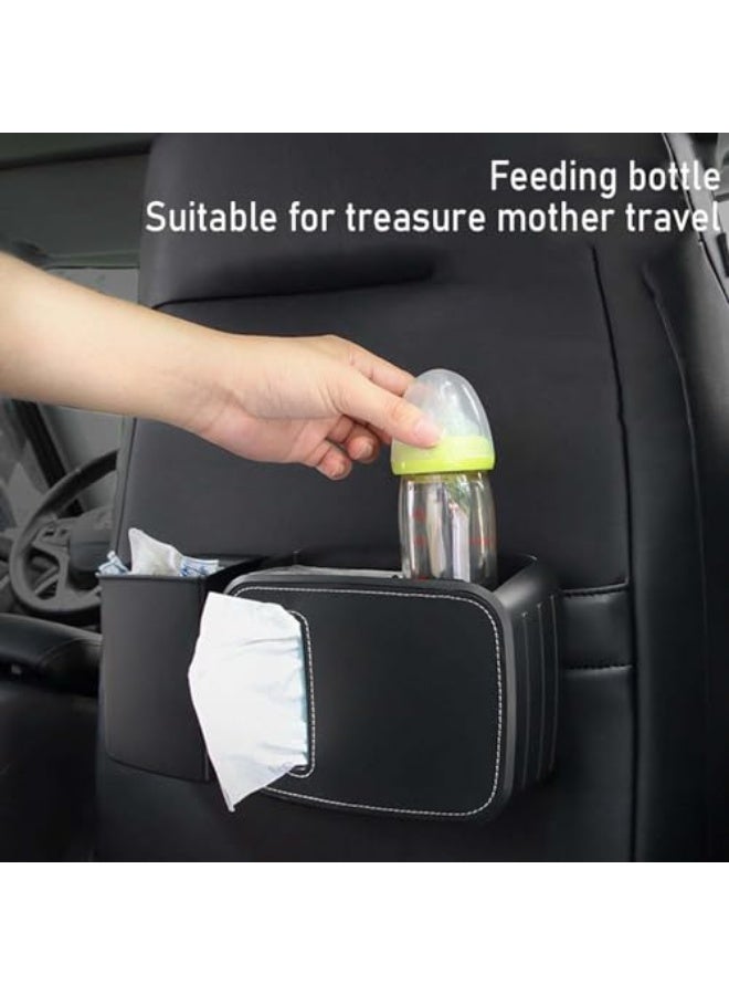 Generic Car Waste Bin Front and Rear Seat Tissue Box Front and Rear Seat Storage Easy to Install Umbrella Storage Car Interior Accessories Black Leather Rear Seat - Image 5