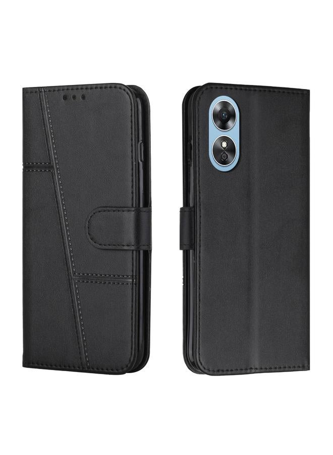 S-TOP Case For OPPO A17 Stitching Calf Texture Buckle Leather Phone Case - Image 1