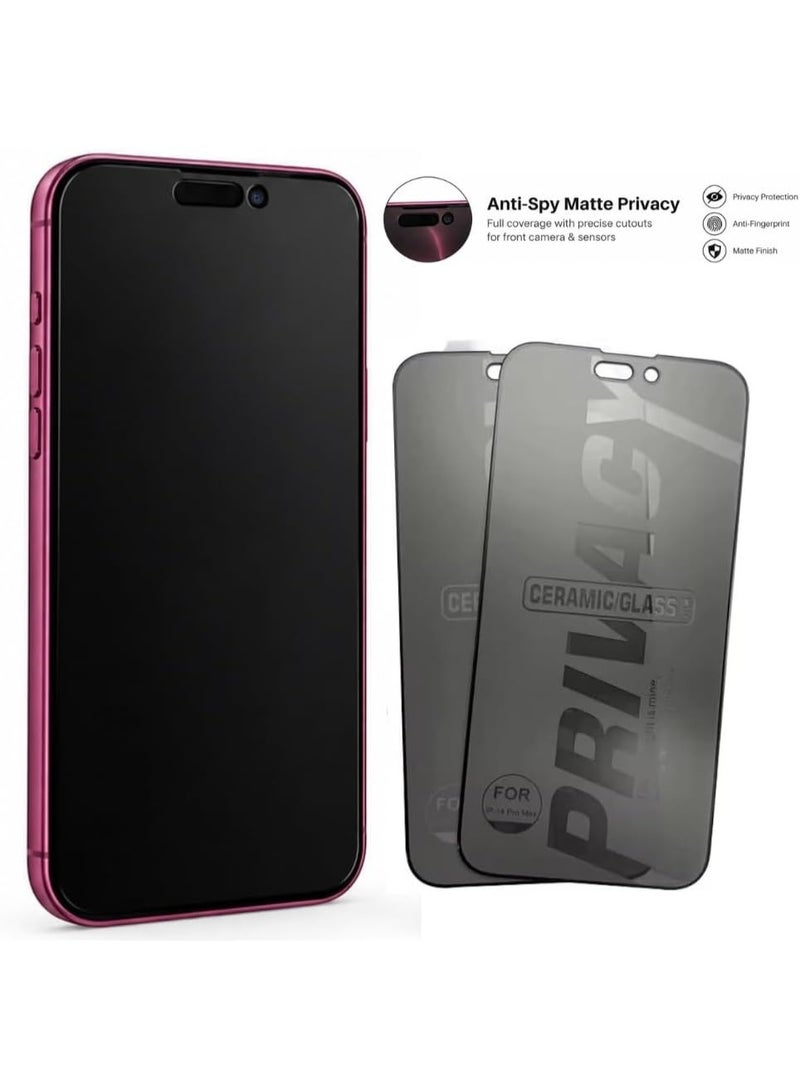 ميجوفاست واقي شاشة للخصوصية لهاتف iPhone 18 Pro Max، غشاء سيراميك مطفي (Matte)، مانع للتطفل (Anti-Spy)، لاصق كامل، واقي شاشة مرن وغير قابل للكسر. - Image 5