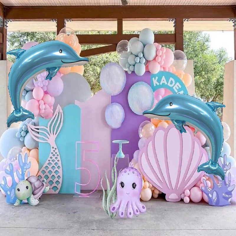 SAMOKA Large Dolphin Balloons,2 PCS 46 Inch Ocean Animals Foil Mylar Balloons,Sea Animal Balloons for Kids Birthday Themed Party Decorations - Image 5