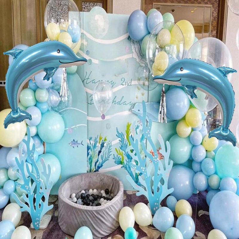 SAMOKA Large Dolphin Balloons,2 PCS 46 Inch Ocean Animals Foil Mylar Balloons,Sea Animal Balloons for Kids Birthday Themed Party Decorations - Image 3
