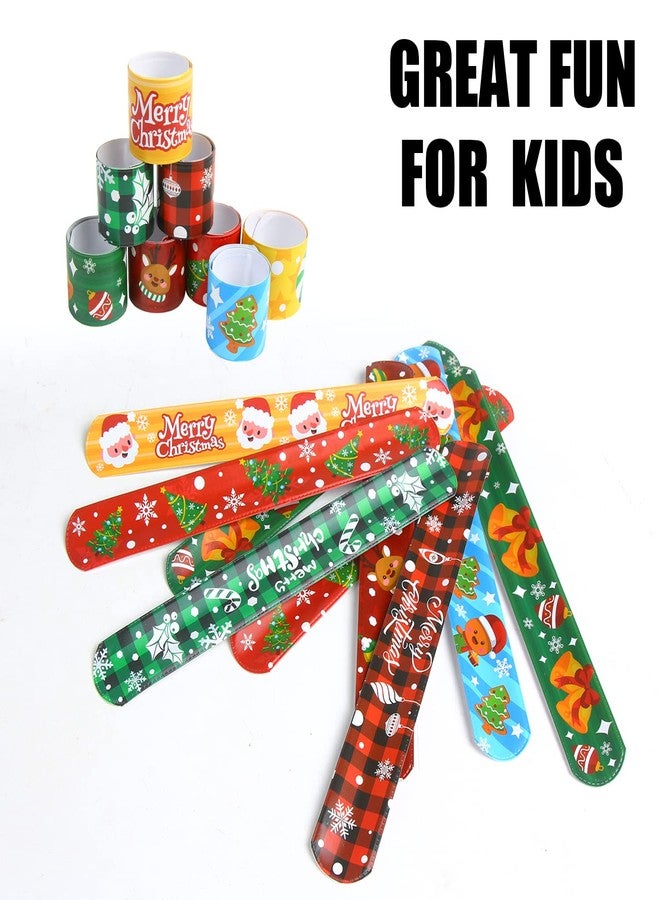 FOIMAS 48pcs Christmas Slap Bracelets,Xmas Santa Reindeer Snap Bracelet Wristband for Kids Christmas Stocking Stuffer Bag Filler Party Favor Supply - Image 4