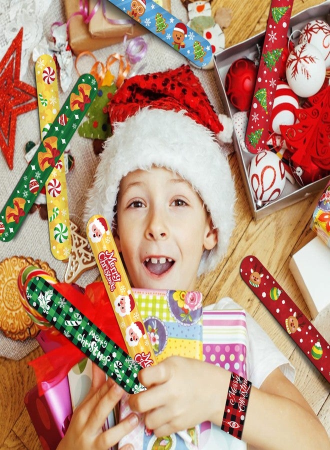 FOIMAS 48pcs Christmas Slap Bracelets,Xmas Santa Reindeer Snap Bracelet Wristband for Kids Christmas Stocking Stuffer Bag Filler Party Favor Supply - Image 5