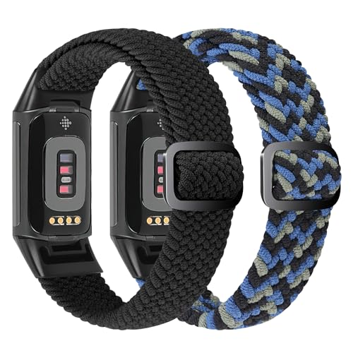 VNDAPT Elastic Braided Bands Compatible with Fitbit Charge 5/Fitbit Charge 6 for Women Men, Breathable Adjustable Stretchy Nylon Loop Sport Replacement Wristbands for Fitbit Charge 6 Charge 5 Straps - Image 2