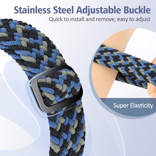 VNDAPT Elastic Braided Bands Compatible with Fitbit Charge 5/Fitbit Charge 6 for Women Men, Breathable Adjustable Stretchy Nylon Loop Sport Replacement Wristbands for Fitbit Charge 6 Charge 5 Straps - Image 5