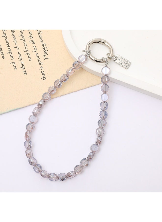 NIBEMINENT Super Cute Beaded Phone Charm – Trendy Phone Chain Wrist Strap, Shining Beads Chain Lanyard for Cell Phone,K4443/Purple