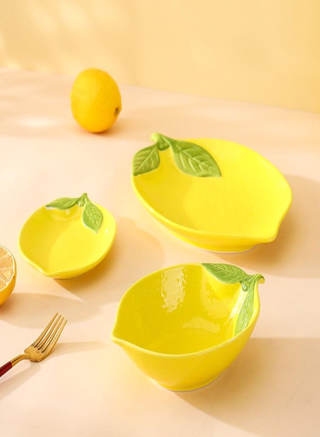 WAIT FLY Cute Multipurpose Ceramic Appetizer Plates Dessert Bowls Sauce Dish Seasoning Dishes Candy Nuts Snacks Dishes-Lemon-4 PCS - Image 3