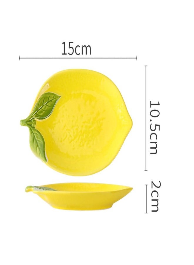 WAIT FLY Cute Multipurpose Ceramic Appetizer Plates Dessert Bowls Sauce Dish Seasoning Dishes Candy Nuts Snacks Dishes-Lemon-4 PCS - Image 2