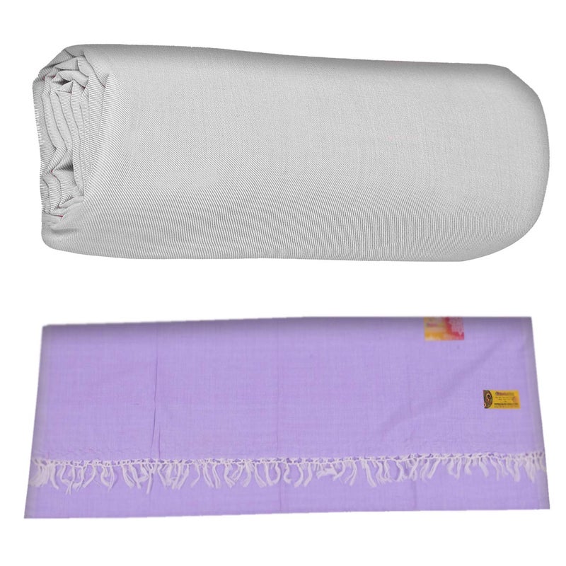 Bhagalpuri NIC Bhagalpuri Handloom Organic Pure Soft Cotton Dull ChadarShawl Silky Touch Exclusive White and Normal Plain PurpleVoilet Colour Combo Pack Size 220x125cm - Image 2