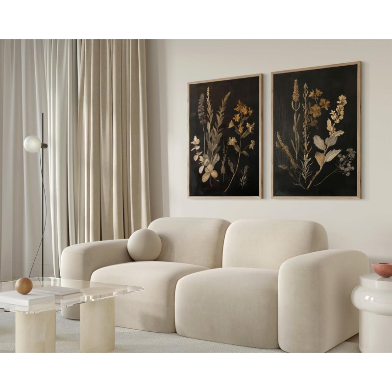 Tanmart Vintage Floral Wall Art Decor Black Botanical Canvas Art Moody Flower Wall Art Dark Academia Poster Painting Vintage Floral Prints Pictures for Bedroom Living Room 12x16 Inch Set of 2 Unframed - Image 5