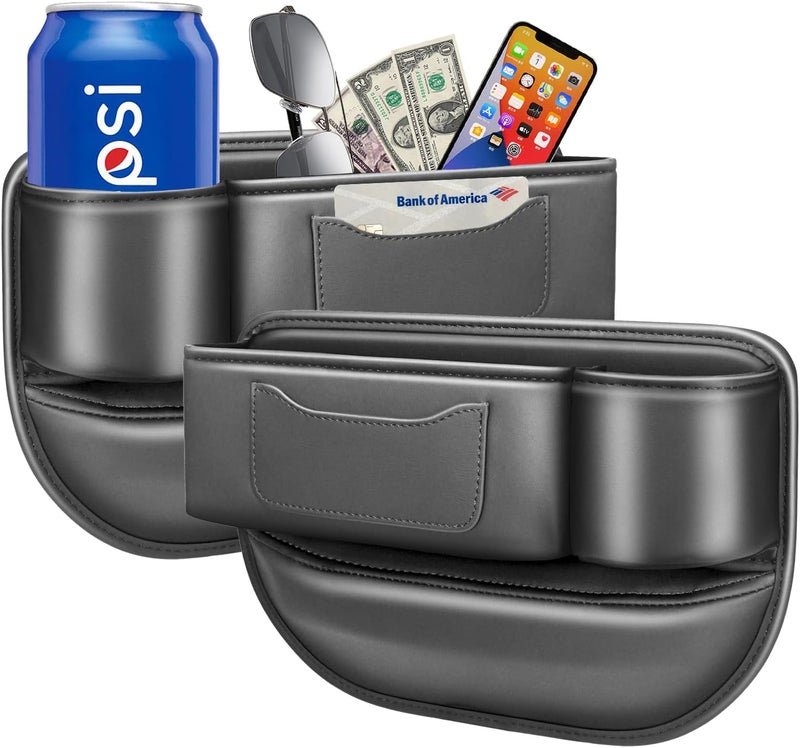 DOBOLAN Car Seat Gap Filler Organizer,Multi-Function car Console Leather Storage Box, Men Car Interior Accessories,Cup Holders,Car Front seat Storage for Holding Sunglasses Phone,SUV Truck Necessities - Image 1