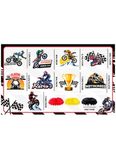 FRUITFUL PARTY Motorcycle Honeycomb Centerpiece, 9 Pcs Motorbike Happy Birthday Honeycomb Centerpieces/Dirt Bike Party Centerpieces/Motorcycle Birthday Decorations Honeycomb for Dirt Bike Birthday Party Decorations  - Image 3