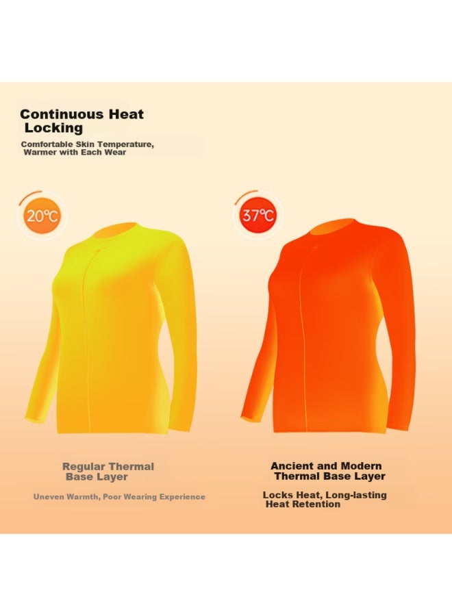 Gujin Double-sided Brushed Autumn Winter Warm Slim Fit High Elastic Skin-friendly Women's Thermal Top Innerwear Outerwear - Image 2