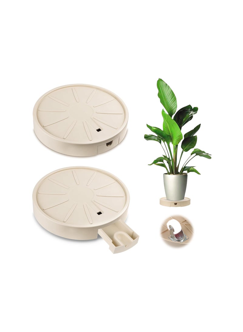 2-Pack 13-Inch Plant Caddies with Hidden Wheels and Drainage Tray, 360° Rolling Plant Stands for Easy Transport of Large Flower Pots in Office, Patio, and Garden. Heavy Duty Design. - Image 1