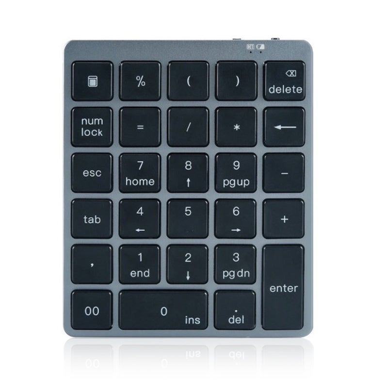 Wireless BT Keyboard: 28 Independent Keys, 10m Transmission Distance, Stable Low Latency Connection - Ergonomic Compact Slim Grey Numeric Keyboard for Cashier Desk, Bank, Financial Accounting, Busines - Image 1