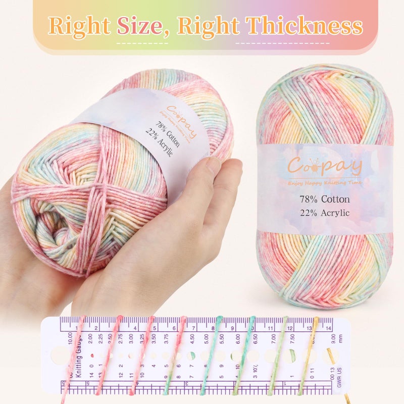 Coopay خيوط كوباي للكروشيه والحياكة، كيك خيوط متدرج، 4 عبوات Ã— 3.53oz - 284 ياردة - 78% قطن، 22% أكريليك، خيوط أومبري، #2 خيوط كروشيه رفيعة للبطانيات، الشالات، الأوشحة - Image 4