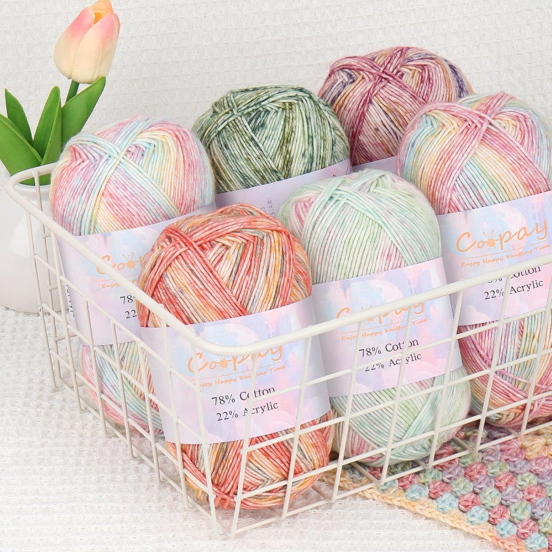 Coopay خيوط كوباي للكروشيه والحياكة، كيك خيوط متدرج، 4 عبوات Ã— 3.53oz - 284 ياردة - 78% قطن، 22% أكريليك، خيوط أومبري، #2 خيوط كروشيه رفيعة للبطانيات، الشالات، الأوشحة - Image 5