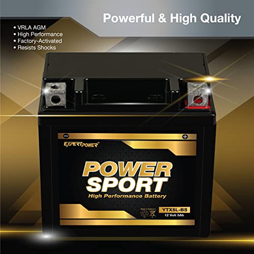 ExpertPower بطارية YTX5L-BS بديلة (5Ah، 12v، مغلقة) بطارية خالية من الصيانة ExpertPower® - Image 4