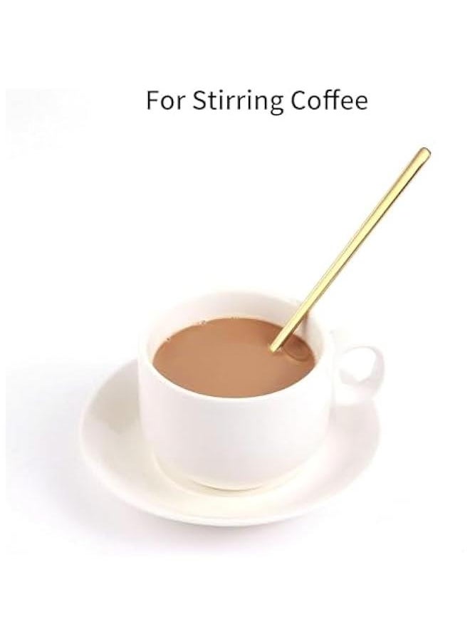 HOOKOR 4 PCS Coffee Spoons, Stirring Spoons, Tea Spoons Long Handle, Gold Teaspoons, Gold Spoons, Ice Tea Spoons, Long Spoons for Stirring, Gold Espresso Spoons Stainless Steel  - Image 3