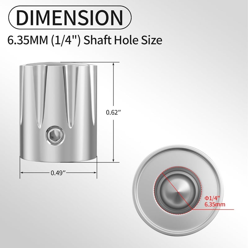 DAIERTEK Metal Guitar Pedal Knob 1/4" Shaft Potentiometer Knob Silver Amplifier Control Knob with Set Screw Replacement for Electric Guitar Effect Pedal -6pcs - Image 2