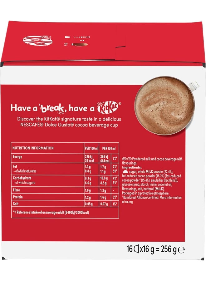 Nescafe Dolce Gusto KitKat 16 Coffee Capsules 256grams Single - Image 3