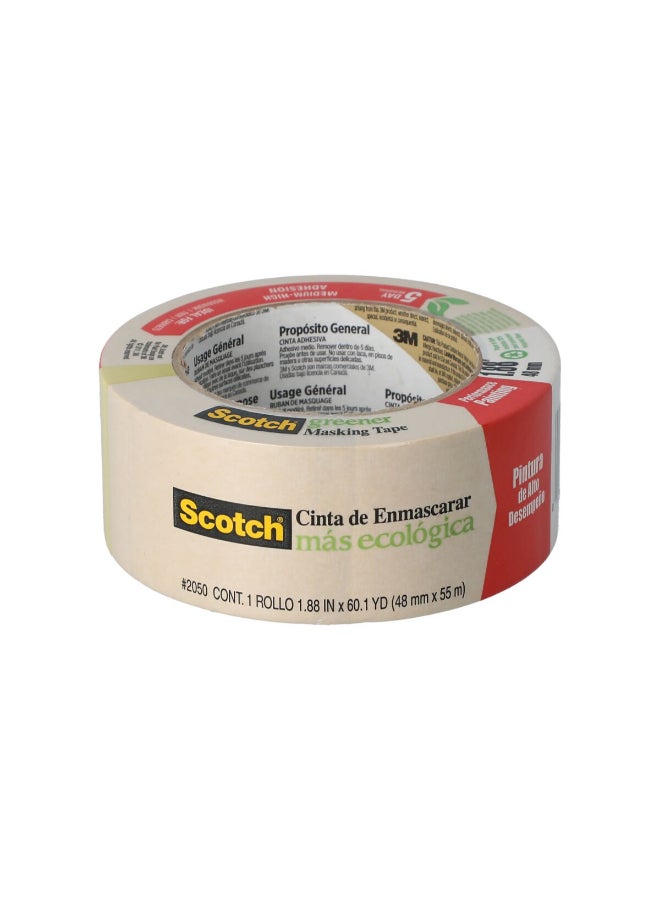 Scotch  Super Adhesion Heavy Duty Durable Masking Tape Beige 0.05 x 60.1 yd 2050-2 / 2050-48A  - Image 1