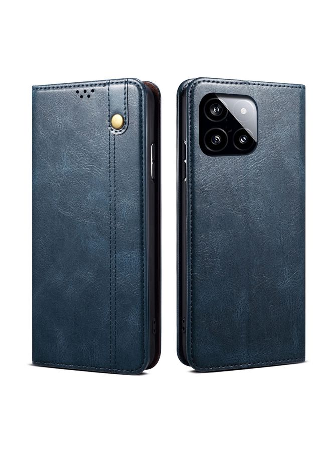 Case Cover For Xiaomi Redmi K70/K70 Pro Oil Wax Crazy Horse Texture Leather Phone Case Blue