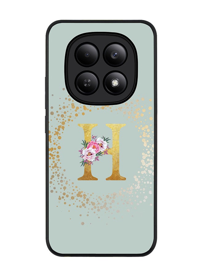 For Xiaomi Redmi Note 15 4G Case,Slim fit Camera Protection, Shockproof Thin Phone cover  - Custom Monogram Floral - H  (Light Grey )