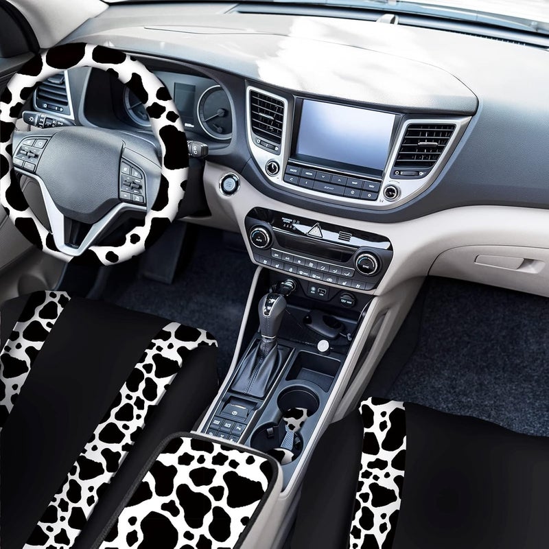 Frienda Cow Print Car Accessories Set for Most Cars and SUVs - Image 4