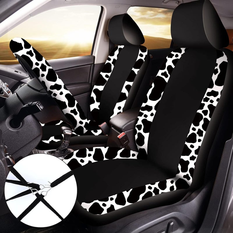 Frienda Cow Print Car Accessories Set for Most Cars and SUVs - Image 2