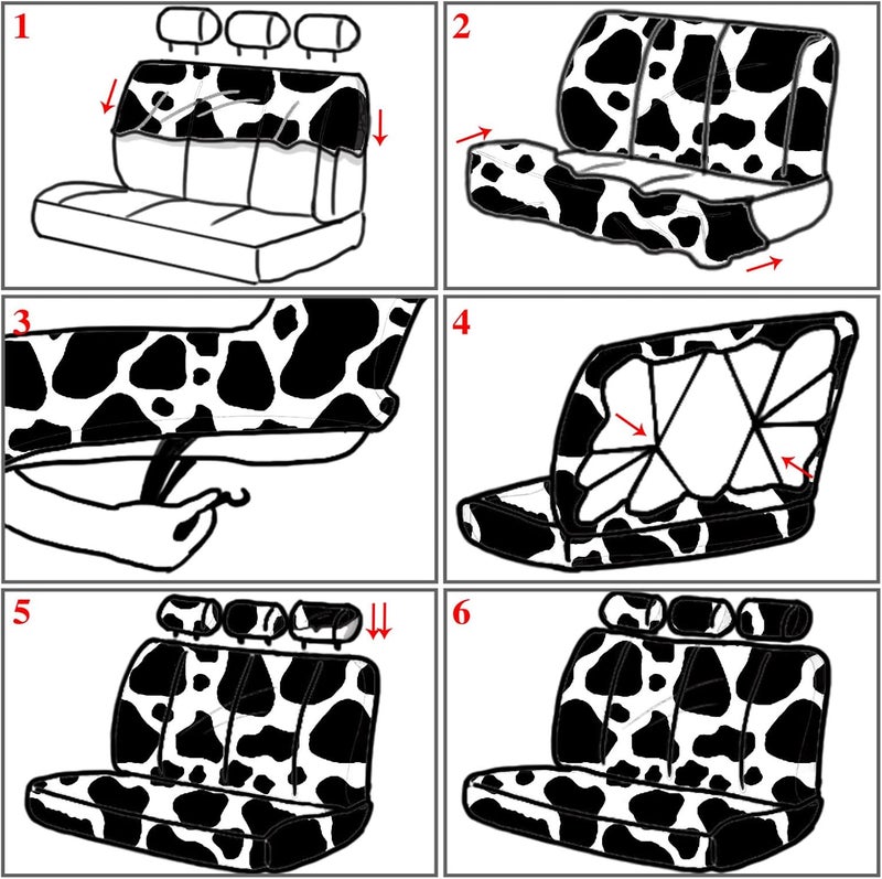 Frienda Cow Print Car Accessories Set for Most Cars and SUVs - Image 5
