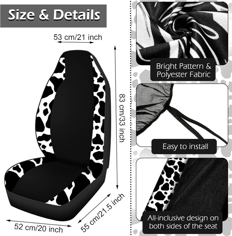 Frienda Cow Print Car Accessories Set for Most Cars and SUVs - Image 3