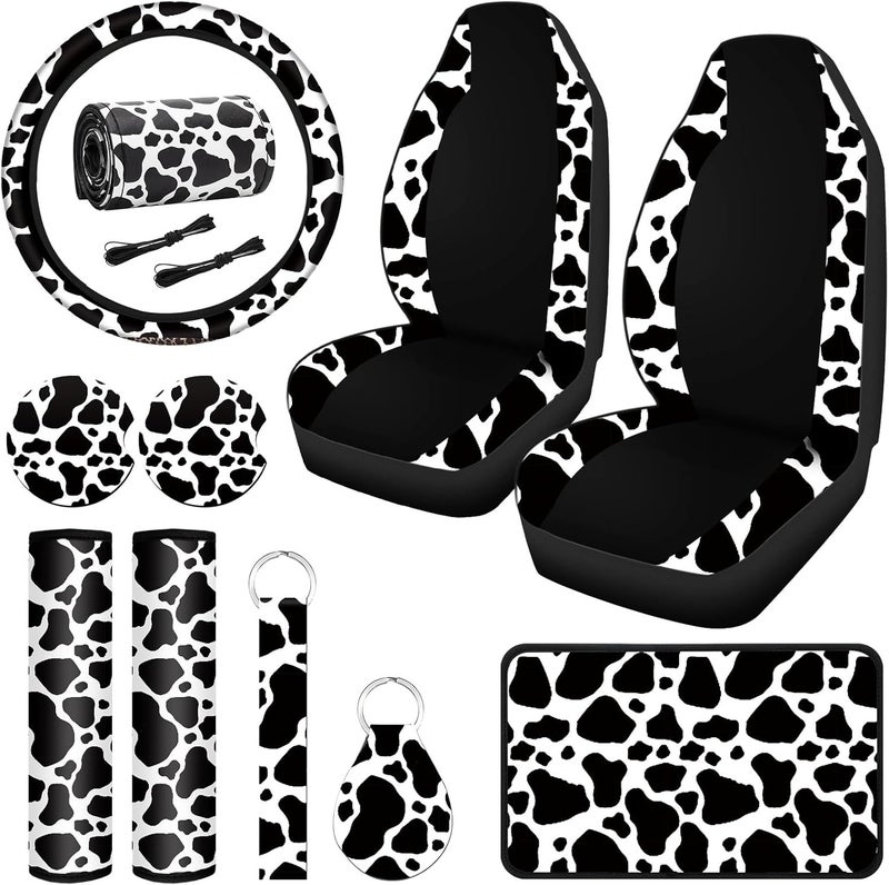 Frienda Cow Print Car Accessories Set for Most Cars and SUVs - Image 1