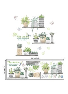 SYOSI Plant Wall Decals, 2 Set Wall Stickers for Bedroom Wall Art Decal Boho, Pastoral Fresh Plants Potted Wall Stickers Art Living Room Dormitory Bedroom Decorations Corridor Porch Self-adhesive Stickers  - Image 3
