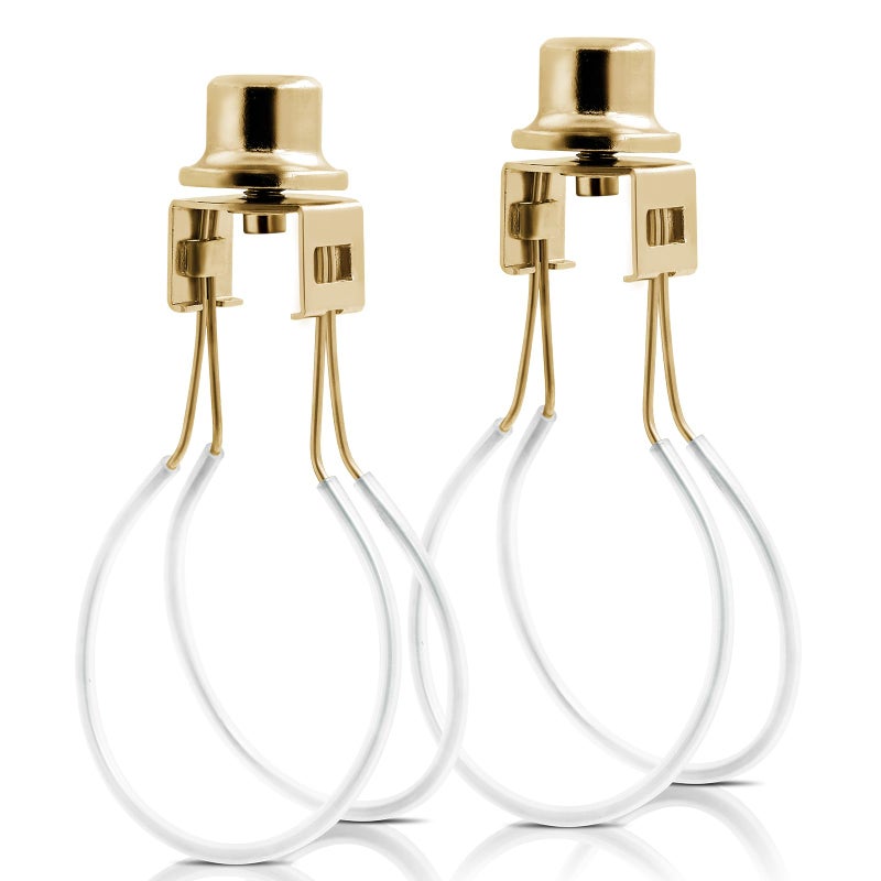 Lamp Shade Light Bulb Clip AdapterLamp Shade Holder Includes Finial and Lampshade Levellers to Keep Lamp Shade in PlaceClip on Lampshade Adapter Gold Color 2PCS PACK