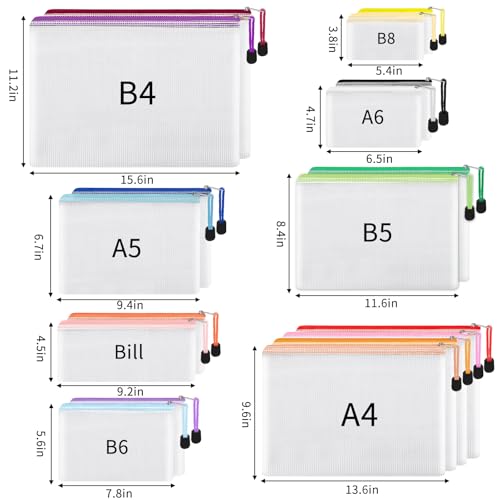 EOOUT 56pcs Mesh Zipper Pouch, Waterproof Zipper Bags, 8 Sizes Plastic Travel Pouch, 18 Colors, Multipurpose for Travel Storage, Office Appliances - Image 2