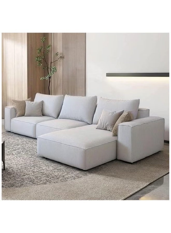 Al Zakharef Furniture Rabeena L-Shape Linen Fabric Corner Sofa Set – Luxury Sectional Couch for Living Room with Strong Wood Frame & Free Pillows – Modern L-Shape Sofa Colour White - Left Side - Image 5