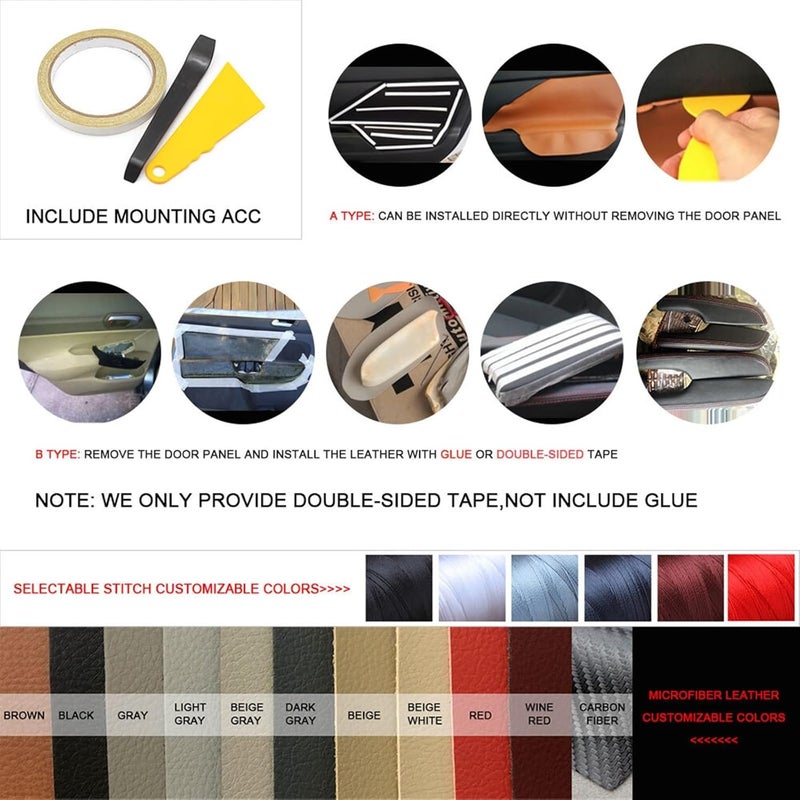 QASULER Car Interior Door Handle Leather Cover - Image 5