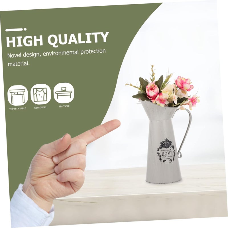klarako 2pcs Decorations with Style Decoration Flower Plant Vase Farmhouse French Gardening Arrangement Buckets Living Rustic Metal Garden Watering Container Flowers Vintage Elegant - Image 3