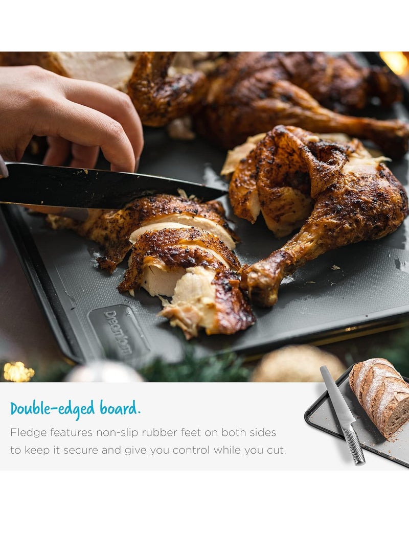 Dreamfarm - Dreamfarm Fledge Double-Sided Cutting Board, Durable and Non-Slip, Juice-Catching Flip-Up Silicone Edges for Mess-Free Chopping, Reversible Kitchen Board - Image 1
