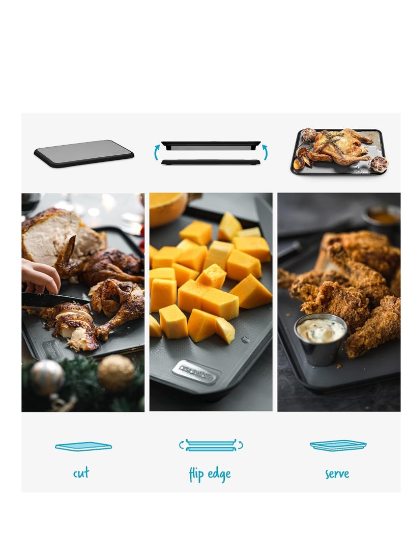 Dreamfarm - Dreamfarm Fledge Double-Sided Cutting Board, Durable and Non-Slip, Juice-Catching Flip-Up Silicone Edges for Mess-Free Chopping, Reversible Kitchen Board - Image 1