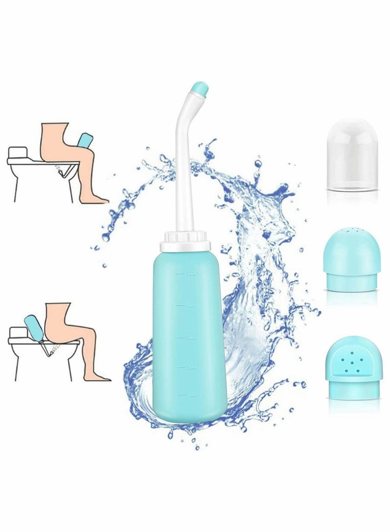 SOLARAE Portable Travel Bidet 500ml/17oz Portable Bidet for Toilet Handheld Postpartum Perineal Cleansing Childbirth Cleaner - for Outdoor, Camping, Travling, Personal Hygiene for Women (Blue) - Image 1