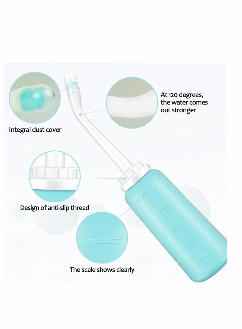 SOLARAE Portable Travel Bidet 500ml/17oz Portable Bidet for Toilet Handheld Postpartum Perineal Cleansing Childbirth Cleaner - for Outdoor, Camping, Travling, Personal Hygiene for Women (Blue) - Image 3
